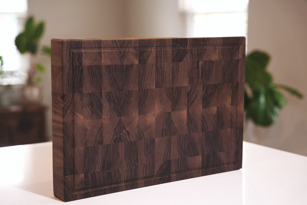 best end grain cutting board in black walnut