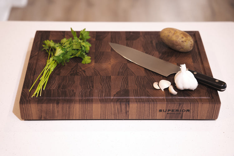 walnut end grain cutting board